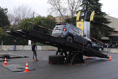 Jeep - Jeep Renegade il punto di bilancio  stato raggiunto con estrema facilit con un piccolo sobbalzo in atterraggio. La vettura esternamente risulta pi sollecita ma internamente i colpi si sentono poco