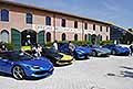 Panoramica supercars commerciali Ferrari e esterno Officina meccanica Alfredo Ferrari al Museo Enzo Ferrari di Modena in occasione del Motorr Valley Fest 2024