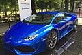 Lamborghini Huracan azzurro metalizzato al Parco Valentino, Salone dellAuto Torino 2016