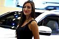 Beautiful Girl at the Paris Motor Show 2016. Paris France March Beautiful Hostess