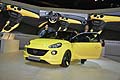 Opel Adam yellow color e hostess al Salone di Parigi 2012