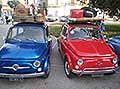 Fiat 500 e Abarth 500 blu vintage cars esposte a Piazza Giuseppe Garibaldi di Acquaviva delle Fonti - Bari. Manifestazione itinerante Le Perle del Sud 2025