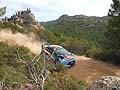 Il pilota italiano Luca Pedersoli a brodo della Citroen DS3 WRC sul tracciato Sardo del PS11 al WRC Rally Italia 2012