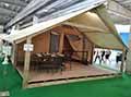 Tenda casetta per campeggio con struttura in legno Salone del Camper 2021 a Fiere di Parma