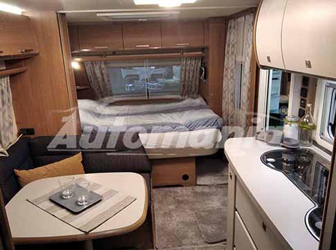 Fiere di Parma 2021 - Interni e camera da letto Fendt Caravan Saphir 560 SKM esposto al Salone del Camper 2021