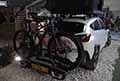 Subaru Crosstrek con porta bici sul posteriore al Salone del Camper edizione 2024 presso Fiere di Parma 