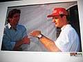 Piloti brasigliani Ayrton Senna e Rubens Barrichello, nella mostra fotografica per il Tributo Ayrton Senna a Imola
