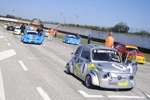 Trofeo Autodromo del Levante - Minicar Gara 1 Trofeo del Levante, schieramento minicar Fiat 500 di Montanato in prima fila