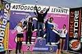 Premiazione Trofeo Alfa 33 sul gradino piu alto del podio uno degli organizzatori che sostituisce il vincitore Gaudenzi, seconda Roberta Sensaqua e terzo Davide Fasolino per il II Trofeo Autodromo del Levante, 3^ prova
