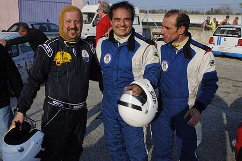 Trofeo Autodromo del Levante 2015 - Minicar trio del podio (da destra verso sinistra) Coppola vicitore, Licciulli secondo e Sannino terzo in Gara 2 alla prima tappa del II Trofeo Autodromo del Levante