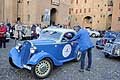 Auto storica Simca 6 CV Coup del 1935 al parco chiuso di Ferrara, per Valli e Nebbie 2017