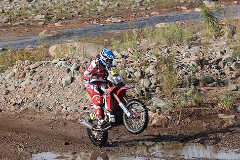 San Juan - Chilecito - Israel Esquere Jeremias on bike Honda, action during the Dakar 2015 - 3 stage